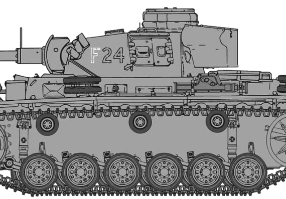 Tank Sd.Kfz. 1413 Flammpanzer III - drawings, dimensions, figures