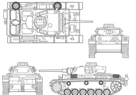 Танк Sd.Kfz. 141 PzKpfw.III - чертежи, габариты, рисунки