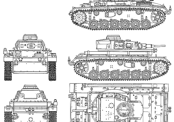 Танк Sd.Kfz. 141 Pz.Kpfw.III Ausf.H - чертежи, габариты, рисунки