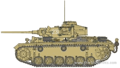 Танк Sd.Kfz. 141 Pz.Kpfw.III Ausf.M - чертежи, габариты, рисунки