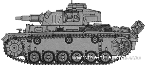 Tank Sd.Kfz. 141 Pz.Kpfw.III Ausf.N - drawings, dimensions, figures