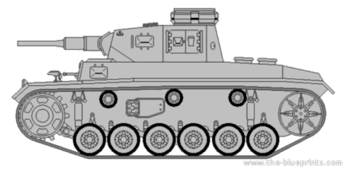 Tank Sd.Kfz. 141 Pz.Kpfw.III Ausf. H - drawings, dimensions, figures