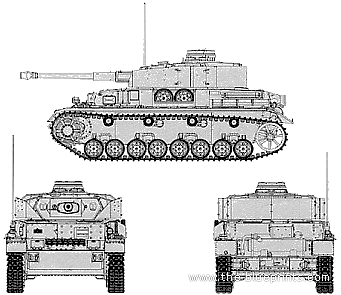 Tank Sd.Kfz. 141 Pz.Kpfw.IV Ausf.D mit 7.5cm Kw.K.40 L-43 - drawings, dimensions, figures