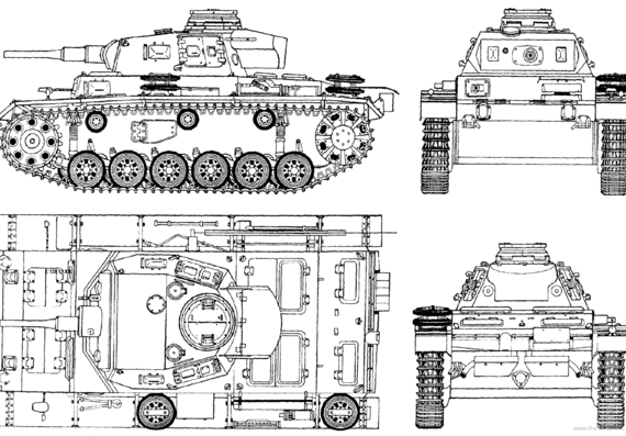 Tank Sd.Kfz. 141 PzKpfw III Ausf.G - drawings, dimensions, figures