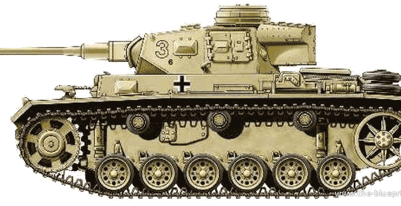 Танк Sd.Kfz. 141 Pz.Kpwf.III Ausf.J - чертежи, габариты, рисунки