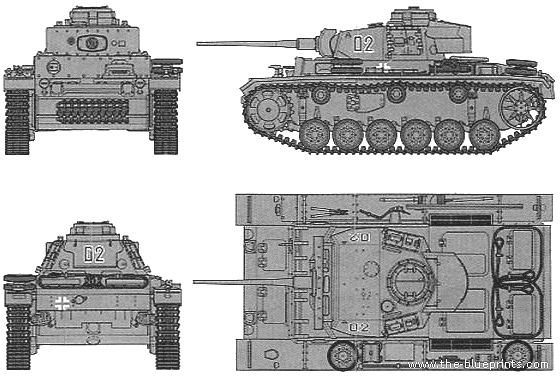 Tank Sd.Kfz. 141 Pz. Kpfw. III Ausf. L - drawings, dimensions, figures