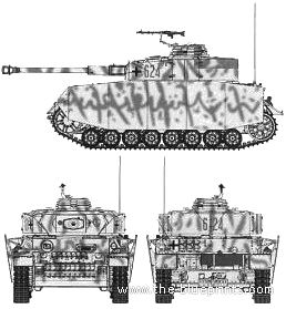 Tank Sd.Kfz. 141 Pz.kpfw.IV Ausf.H - drawings, dimensions, figures