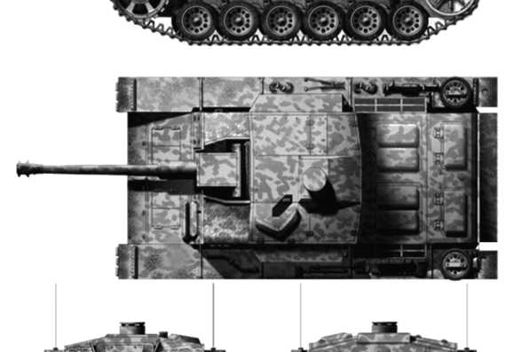 Танк Sd.Kfz. 142-1 Sturmgeschutz III Ausf.F-8 StuG.III - чертежи, габариты, рисунки