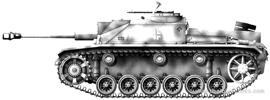 Танк Sd.Kfz. 142-1 Sturmgeschutz III Ausf.F StuG.III - чертежи, габариты, рисунки