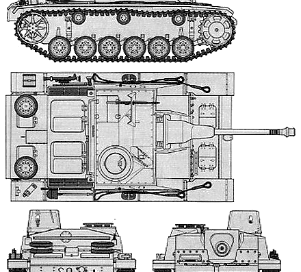 Tank Sd.Kfz. 142-1 Sturmgeschutz III Ausf.G (StuG.III) - drawings, dimensions, figures