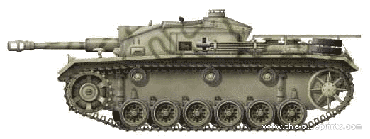 Tank Sd.Kfz. 142-1 Sturmgeschutz III (StuG.III) Ausf.F - drawings, dimensions, figures