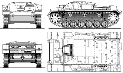 Tank Sd.Kfz. 1421 Sturmgeschutz III Ausf.A (StuG.III) - drawings, dimensions, pictures