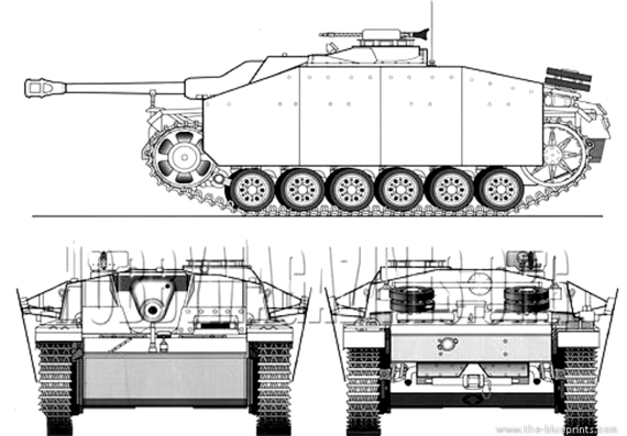 Танк Sd.Kfz. 1421 Sturmgeschutz III (StuG III) - чертежи, габариты, рисунки