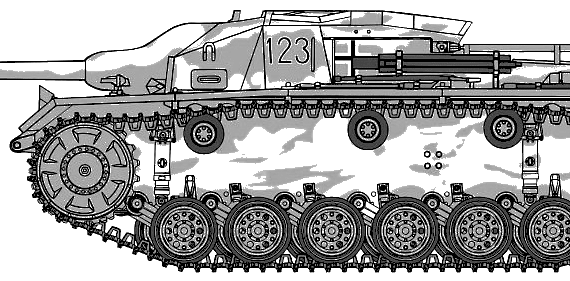 Танк Sd.Kfz. 142 StuG.III Ausf.C +7.5cm L48 - чертежи, габариты, рисунки