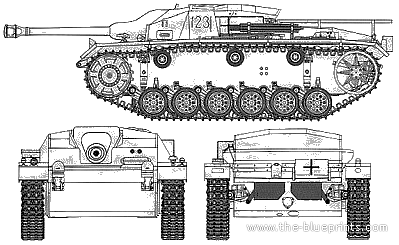 Tank Sd.Kfz. 142 StuG.III Ausf.D + 7.5cm L48 - drawings, dimensions, figures