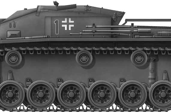 Tank Sd.Kfz. 142 Sturmgeschutz.III Ausf.E (StuG.III) - drawings, dimensions, figures
