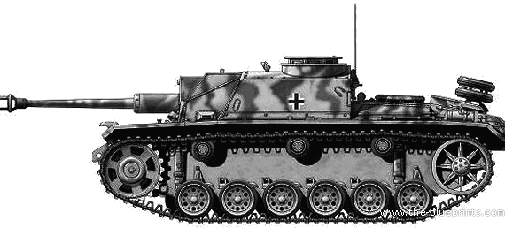 Танк Sd.Kfz. 142 Sturmgeschutz.III (StuG.III) - чертежи, габариты, рисунки