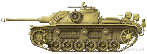 Танк Sd.Kfz. 142 Sturmgeschutz III - чертежи, габариты, рисунки