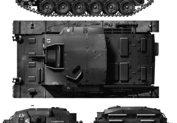 Танк Sd.Kfz. 142 Sturmgeschutz III Ausf.C StuG.III - чертежи, габариты, рисунки