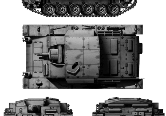 Tank Sd.Kfz. 142 Sturmgeschutz III Ausf.E StuG.III - drawings, dimensions, figures