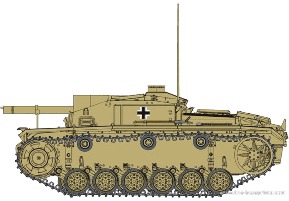 Танк Sd.Kfz. 142 Sturmgeschutz III (FI) - чертежи, габариты, рисунки
