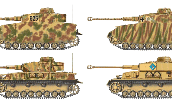 Танк Sd.Kfz. 161-2 Pz.Kpfw.IV Ausf.H - чертежи, габариты, рисунки