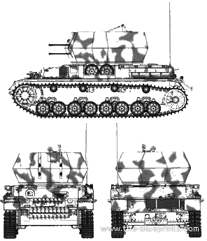 Tank Sd.Kfz. 161-4 2cm Flackpanzer IV Wirbelwind - drawings, dimensions, figures