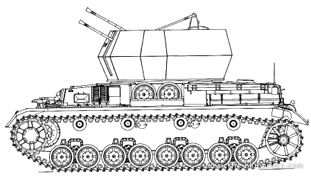 Tank Sd.Kfz. 161-4 2cm Flakpanzer IV Vierling - drawings, dimensions, figures