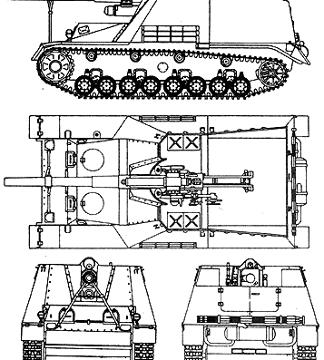 Танк Sd.Kfz. 161 Hummel Sturmpanzer - чертежи, габариты, рисунки