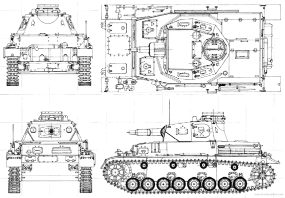 Танк Sd.Kfz. 161 Pz.Kpfw.IV Ausf.B - чертежи, габариты, рисунки