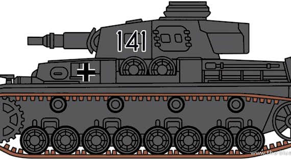 Tank Sd.Kfz. 161 Pz.. Kpfw.IV Ausf.F1 - drawings, dimensions, figures