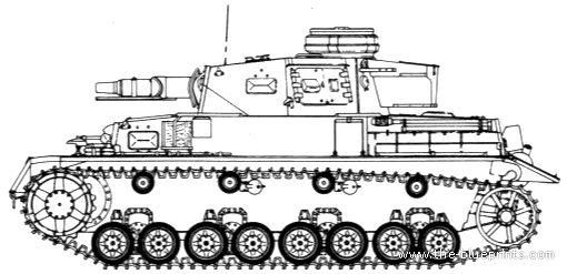 Танк Sd.Kfz. 161 Pz.Kpfw.IV Ausf.F1 - чертежи, габариты, рисунки