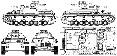 Tank Sd.Kfz. 161 Pz.Kpfw. IV Ausf.F1 - drawings, dimensions, figures