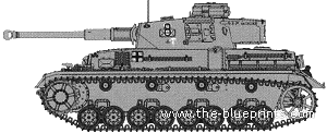 Танк Sd.Kfz. 161 Pz.Kpfw. IV Ausf.F2(G) - чертежи, габариты, рисунки