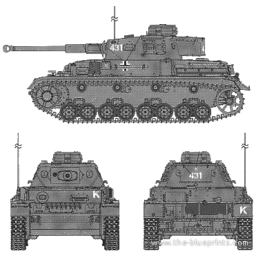 Танк Sd.Kfz. 161 Pz.Kpfw. IV Ausf.F2 (G) - чертежи, габариты, рисунки