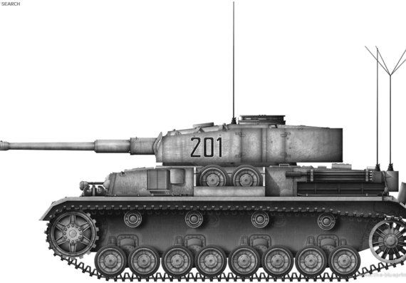 Танк Sd.Kfz. 161 Pz.Kpfw. IV Ausf.J - чертежи, габариты, рисунки