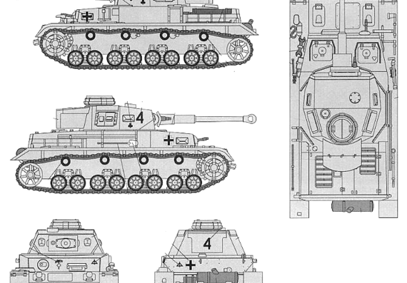 Танк Sd.Kfz. 161 Pz.Kpfw VI Ausf.F2 - чертежи, габариты, рисунки