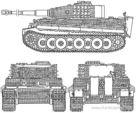 Танк Sd.Kfz. 161 Pz.Kpfw. VI Tiger I - чертежи, габариты, рисунки