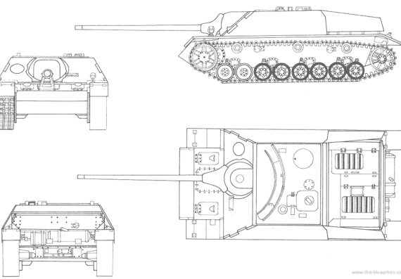Танк Sd.Kfz. 162-1 Jagdpanzer IV Panzerjager - чертежи, габариты, рисунки