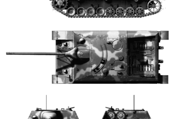Танк Sd.Kfz. 162 Jadpanzer IV-70 A - чертежи, габариты, рисунки