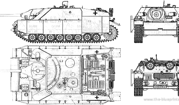 Tank Sd.Kfz. 162 Jagdpanzer IV A-0 Panzerjager - drawings, dimensions, figures