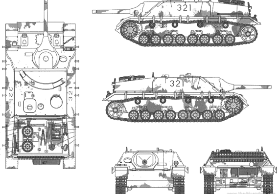 Танк Sd.Kfz. 162 Jagdpanzer IV L-48 Late Version - чертежи, габариты, рисунки