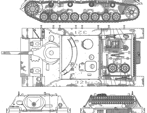 Tank Sd.Kfz. 162 Jagdpanzer IV L48 - drawings, dimensions, figures