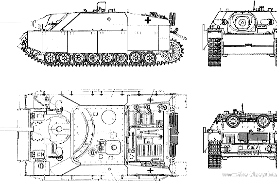 Танк Sd.Kfz. 162 Jagdpanzer IV Panzerjager A-0 (1940) - чертежи, габариты, рисунки