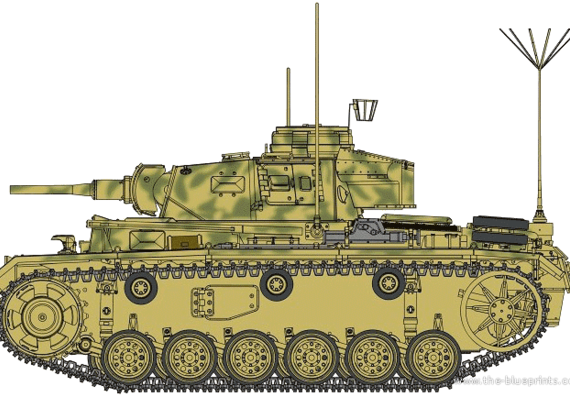 Tank Sd.Kfz. 163 Pz.Bef.Wg.III Panzer III Ausf.J Command Tank - drawings, dimensions, figures