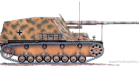 Танк Sd.Kfz. 164 Nashorn - Hornisse - чертежи, габариты, рисунки