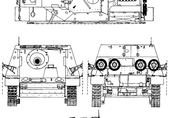 Танк Sd.Kfz. 166 Brummbar Sturmpanzer IV - чертежи, габариты, рисунки