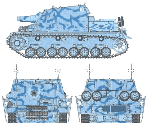 Танк Sd.Kfz. 166 Strumpanzer IV Brummbar - чертежи, габариты, рисунки
