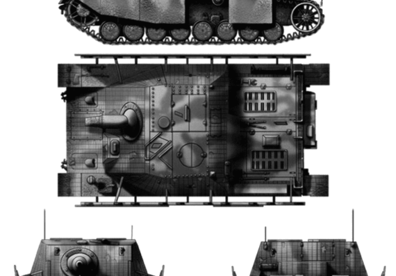 Танк Sd.Kfz. 166 Sturmpanzer IV Brummber - чертежи, габариты, рисунки