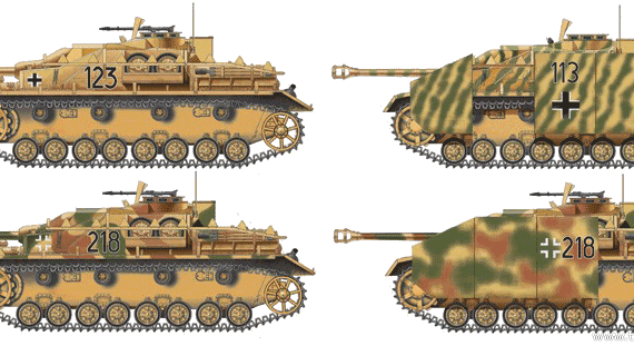 Танк Sd.Kfz. 167 Sturmgeschutz IV (Stug.IV) - чертежи, габариты, рисунки